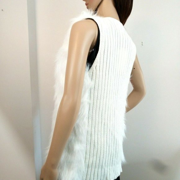 Hippie Rose Faux Fur Sweater Vest White Ivory - Picture 4 of 6
